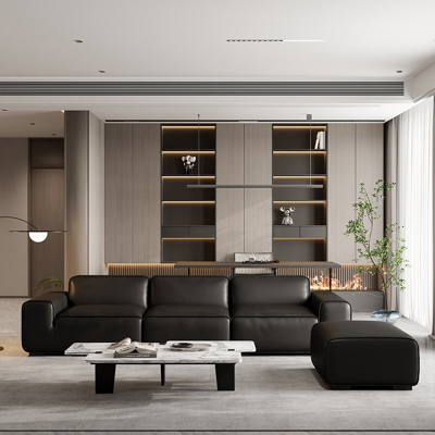 SF0158 Medium Black Bull Sofa view 2