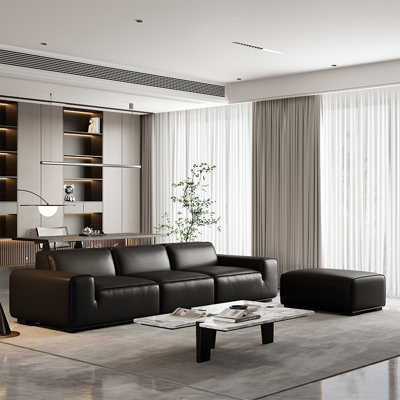 SF0158 Medium Black Bull Sofa view 3