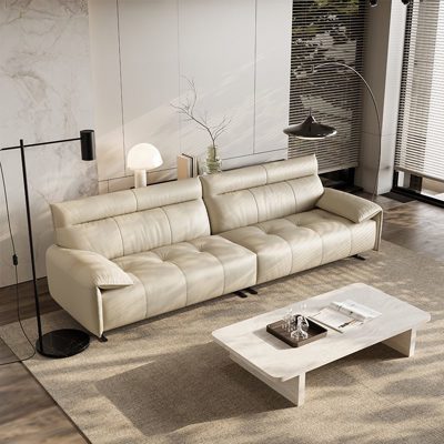 Minimalist Genuine Leather Sofa view 1