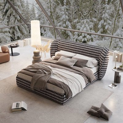 Houndstooth Upholstered Bed view 1