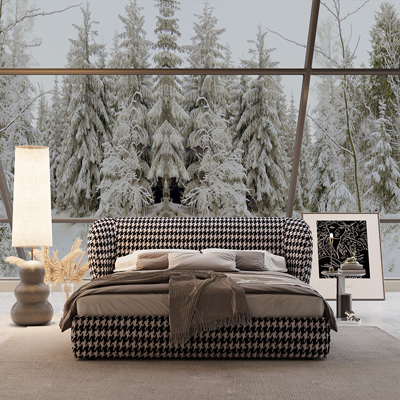 Houndstooth Upholstered Bed view 3