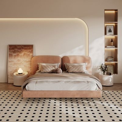 Stone Frosted Fabric Bed view 1