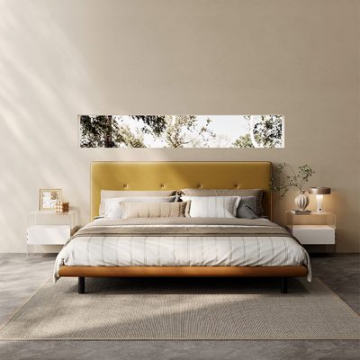 Biscuit Button-Tufted Bed view 1