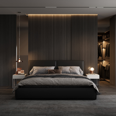 Tofu Block Leather Bed view 2