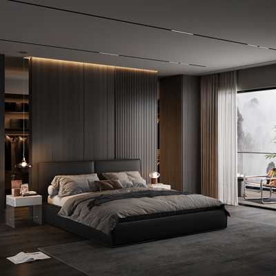 Tofu Block Leather Bed view 3
