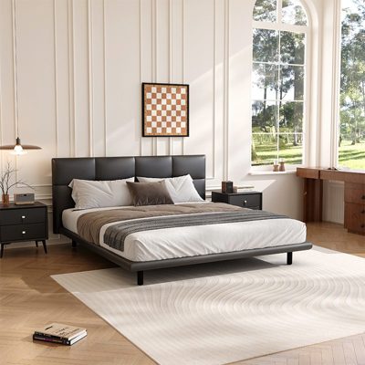 Block Leather Bed view 1