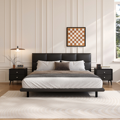 Block Leather Bed view 3