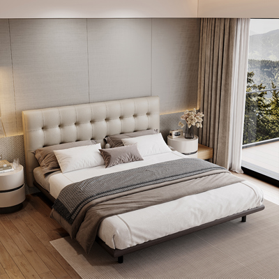 Button-Tufted Bed with Solid Wood Frame view 2