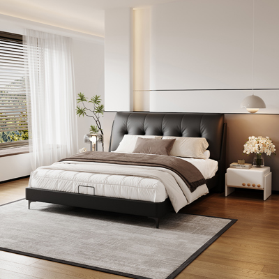 Minimalist Genuine Leather Bed view 2